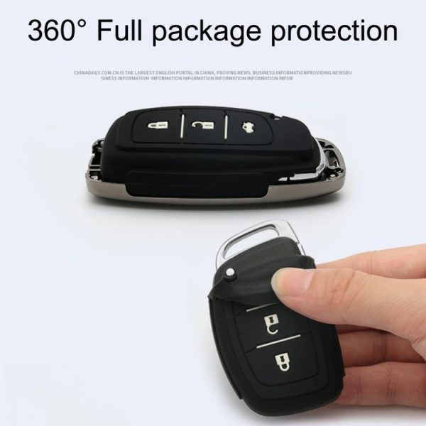 Car Luminous All-inclusive Zinc Alloy Key Protective Case Key Shell for Hyundai C Style Folding 3-button (Silver) - Image 3
