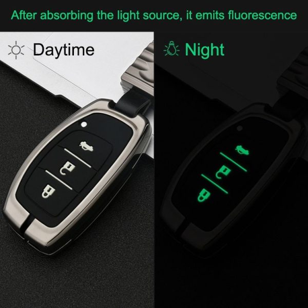 Car Luminous All-inclusive Zinc Alloy Key Protective Case Key Shell for Hyundai C Style Folding 3-button (Silver) - Image 4