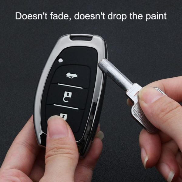 Car Luminous All-inclusive Zinc Alloy Key Protective Case Key Shell for Hyundai C Style Folding 3-button (Silver) - Image 5