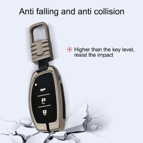 Car Luminous All-inclusive Zinc Alloy Key Protective Case Key Shell for Hyundai C Style Folding 3-button (Silver) - Image 6