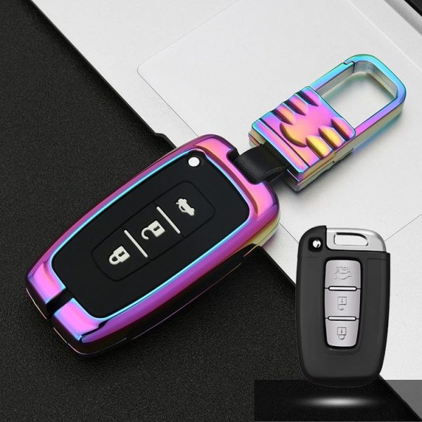 Car Luminous All-inclusive Zinc Alloy Key Protective Case Key Shell for Hyundai E Style Smart 3-button (Colour)