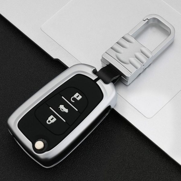 Car Luminous All-inclusive Zinc Alloy Key Protective Case Key Shell for Hyundai F Style Folding 3-button (Silver) - Image 2