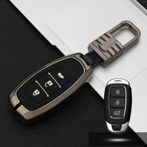 Car Luminous All-inclusive Zinc Alloy Key Protective Case Key Shell for Hyundai I Style Smart 3-button (Gun Metal)