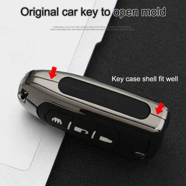 Car Luminous All-inclusive Zinc Alloy Key Protective Case Key Shell for Great Wall Folding 3-button (Silver) - Image 9