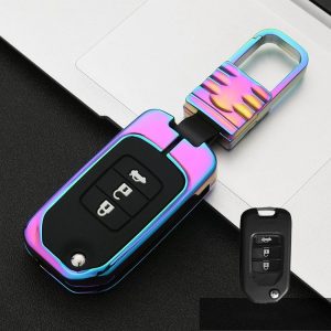 Car Luminous All-inclusive Zinc Alloy Key Protective Case Key Shell for Honda A Style Folding 3-button (Colour)