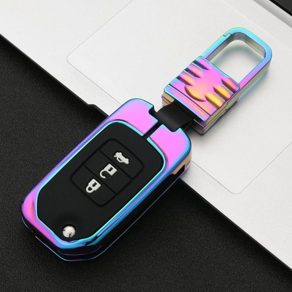 Car Luminous All-inclusive Zinc Alloy Key Protective Case Key Shell for Honda A Style Folding 3-button (Colour) - Image 2