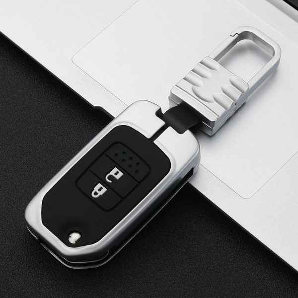 Car Luminous All-inclusive Zinc Alloy Key Protective Case Key Shell for Honda B Style Folding 2-button (Silver) - Image 2