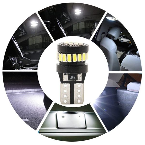 10 PCS T10 / W5W DC12V / 2.5W / 6000K / 125LM Car Clearance Lights Reading Lamp with 24LEDs SMD-3014 Lamp Beads and Decoding - Image 5