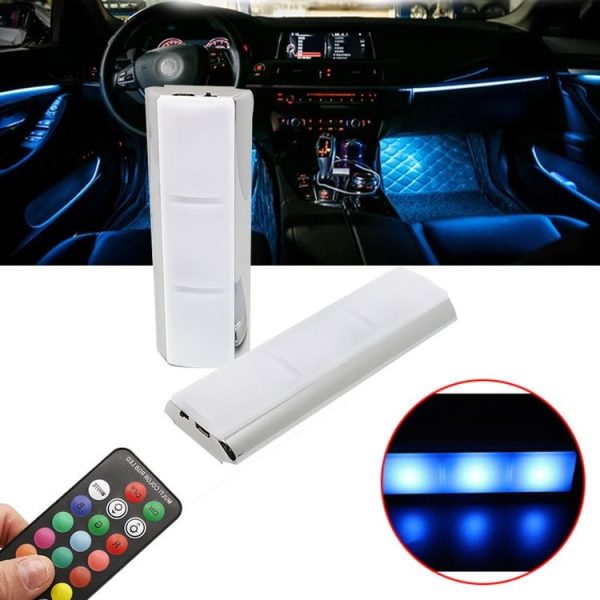 Universal Car Wireless Colorful Charging LED Atmosphere Light with RF Remote Control - Image 7