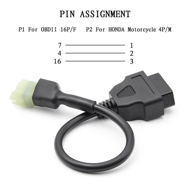 Motorcycle OBD 16PIN Female to 4PIN Connector Cable for Honda - Image 4