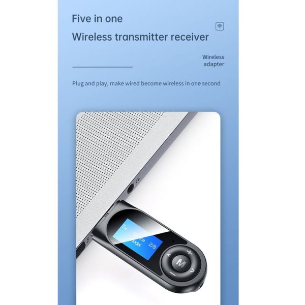 T-13 Bluetooth 5.0 LCD Digital Display Bluetooth Adapter Receiver Transmitter (Black) - Image 7