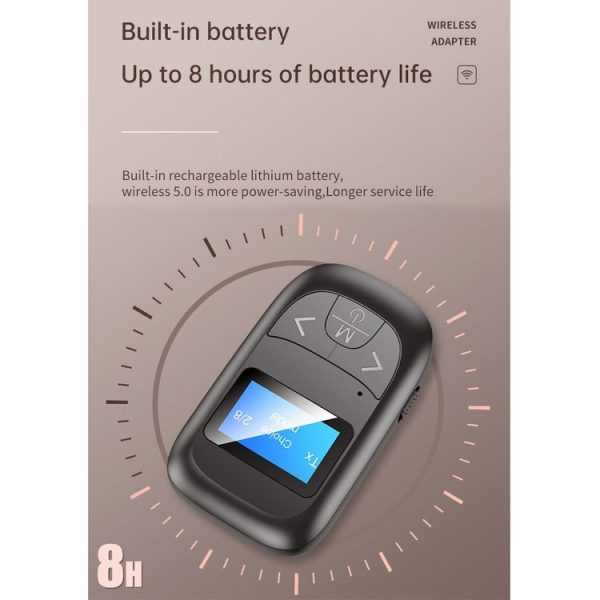 T-14 Bluetooth 5.0 2 In 1 LCD Digital Display Bluetooth Adapter Receiver Transmitter (Black) - Image 7