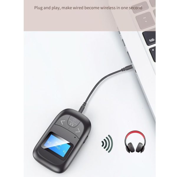 T-14 Bluetooth 5.0 2 In 1 LCD Digital Display Bluetooth Adapter Receiver Transmitter (Black) - Image 8