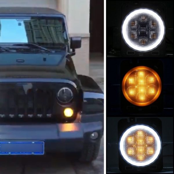 2 PCS 8W DC 12V Car SUV Refit LED Wheel Eyebrow Turn Signal for Jeep Wrangler JK 07-17, Specification: Butt Assembly with Aperture - Image 9