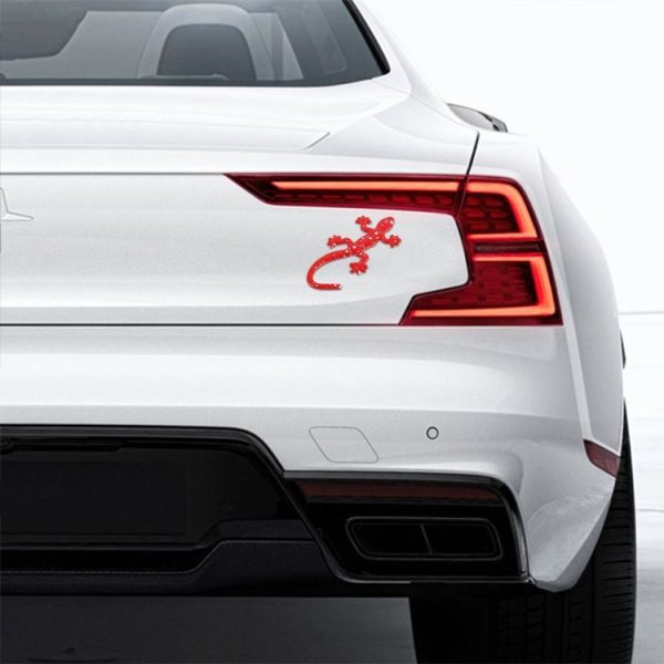 Gecko Shape Metal Car Decorative Sticker (Red) - Image 4