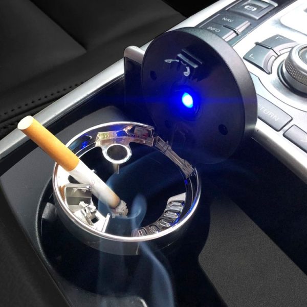 Portable Car Cigarette Ashtray with Light (Black) - Image 13