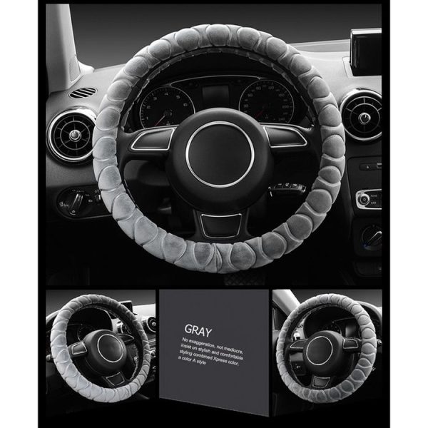 Car Universal Short Plush Warm Anti-skid Steering Wheel Cover, Adaptation Steering Wheel Diameter: 38cm (Grey) - Image 2