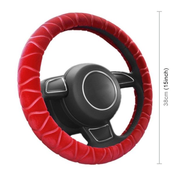 Car Universal Short Plush Warm Anti-skid Steering Wheel Cover, Adaptation Steering Wheel Diameter: 38cm (Grey) - Image 3