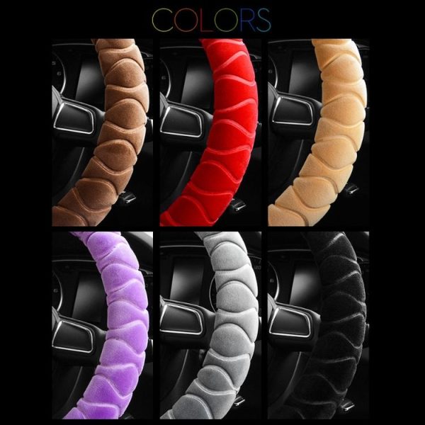 Car Universal Short Plush Warm Anti-skid Steering Wheel Cover, Adaptation Steering Wheel Diameter: 38cm (Grey) - Image 4