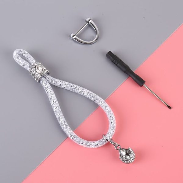 Car Diamond Metal + Plastic Keychain (White)
