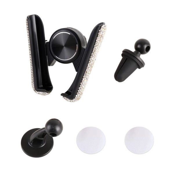 Universal Car Diamond Air Vent Mount Phone Holder for 6-8.5cm Wide Mobile Phone (White) - Image 4