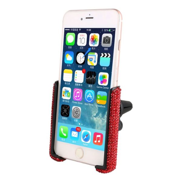 Universal Car Diamond Air Vent Mount Phone Holder for 6-8.5cm Wide Mobile Phone (White) - Image 9