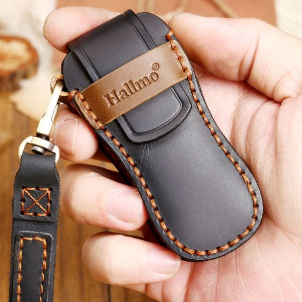 Hallmo Car Cowhide Leather Key Protective Cover Key Case for Porsche Macan 718 2021 B Style (Blue) - Image 5