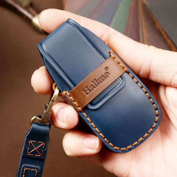 Hallmo Car Cowhide Leather Key Protective Cover Key Case for New Mercedes-Benz E300L (Brown) - Image 5
