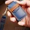Hallmo Car Cowhide Leather Key Protective Cover Key Case for Honda 3-button Tail Box (Black) - Image 5