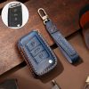 Hallmo Car Cowhide Leather Key Protective Cover Key Case for Volkswagen Lavida B Style (Blue)