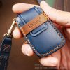 Hallmo Car Cowhide Leather Key Protective Cover Key Case for Volkswagen Lavida B Style (Blue) - Image 5