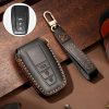 Hallmo Car Cowhide Leather Key Protective Cover Key Case for Toyota Corolla 2018 3-button (Black)
