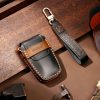 Hallmo Car Cowhide Leather Key Protective Cover Key Case for Toyota Corolla 2018 3-button (Black) - Image 2