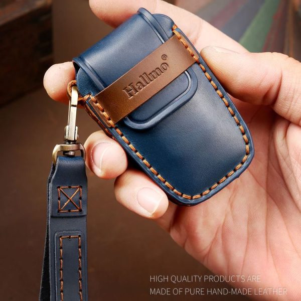 Hallmo Car Cowhide Leather Key Protective Cover Key Case for Toyota Corolla 2018 3-button (Black) - Image 5