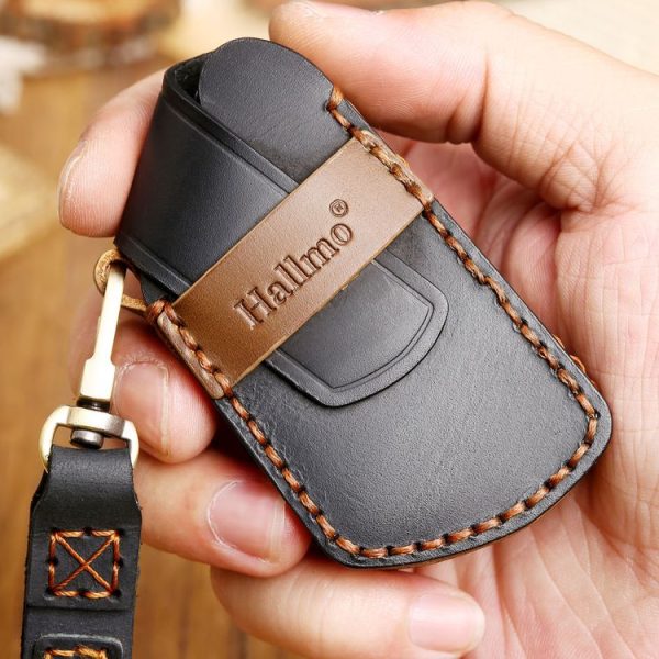 Hallmo Car Cowhide Leather Key Protective Cover Key Case for Volkswagen Golf 8 (Brown) - Image 5