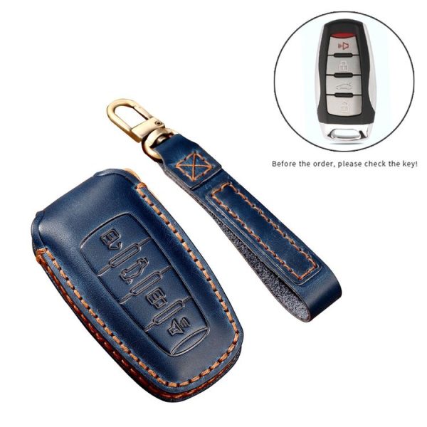 Hallmo Car Cowhide Leather Key Protective Cover Key Case for Haval H6 (Brown) - Image 3