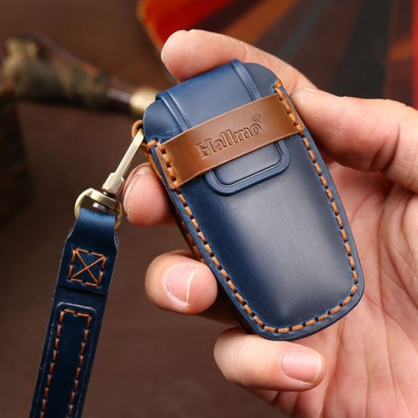Hallmo Car Cowhide Leather Key Protective Cover Key Case for Haval H6 (Brown) - Image 5