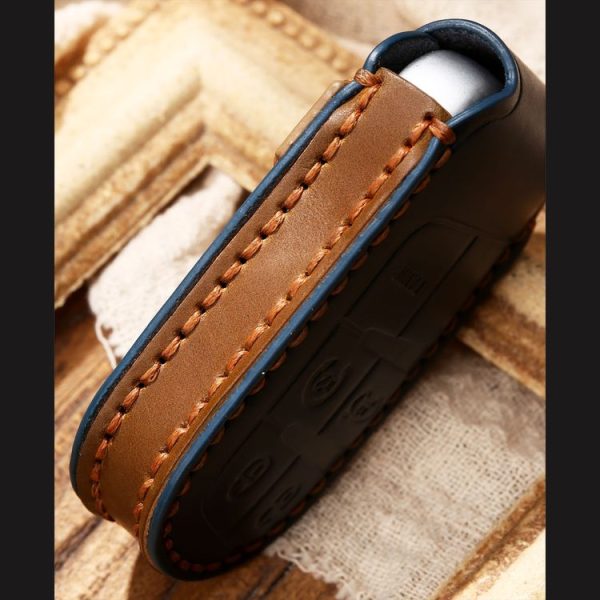 Hallmo Car Cowhide Leather Key Protective Cover Key Case for Jeep Compass (Brown) - Image 6