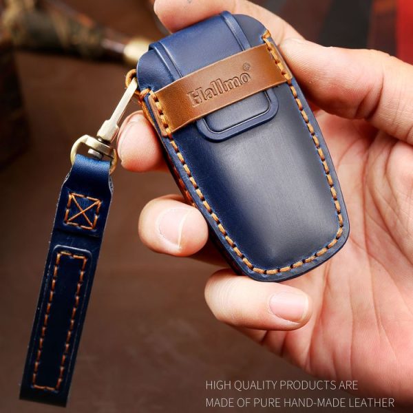 Hallmo Car Cowhide Leather Key Protective Cover Key Case for Ford Focus B Style (Black) - Image 5