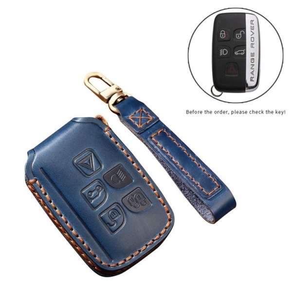 Hallmo Car Cowhide Leather Key Protective Cover Key Case for Land Rover Discovery 5 A Style (Black) - Image 3