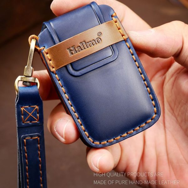 Hallmo Car Cowhide Leather Key Protective Cover Key Case for Land Rover Discovery 5 A Style (Black) - Image 5