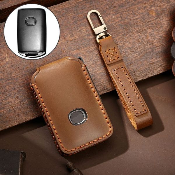 Hallmo Car Cowhide Leather Key Protective Cover Key Case for New Mazda Axela (Brown)