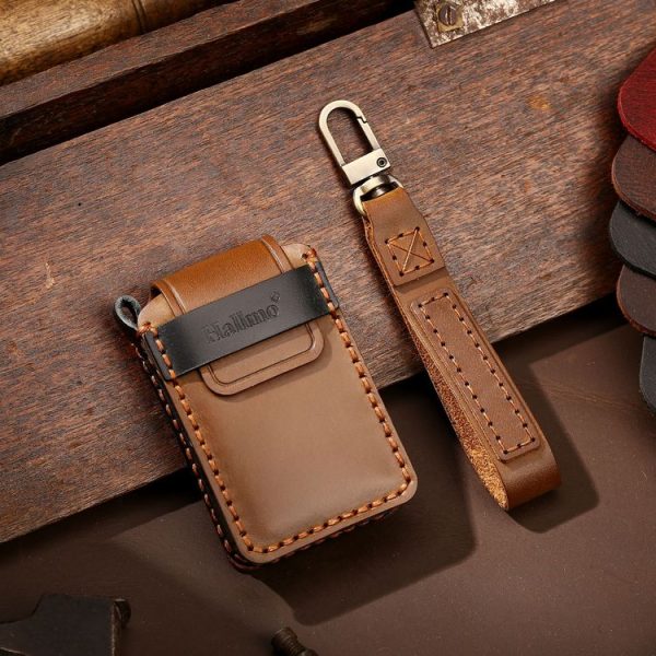 Hallmo Car Cowhide Leather Key Protective Cover Key Case for New Mazda Axela (Brown) - Image 2