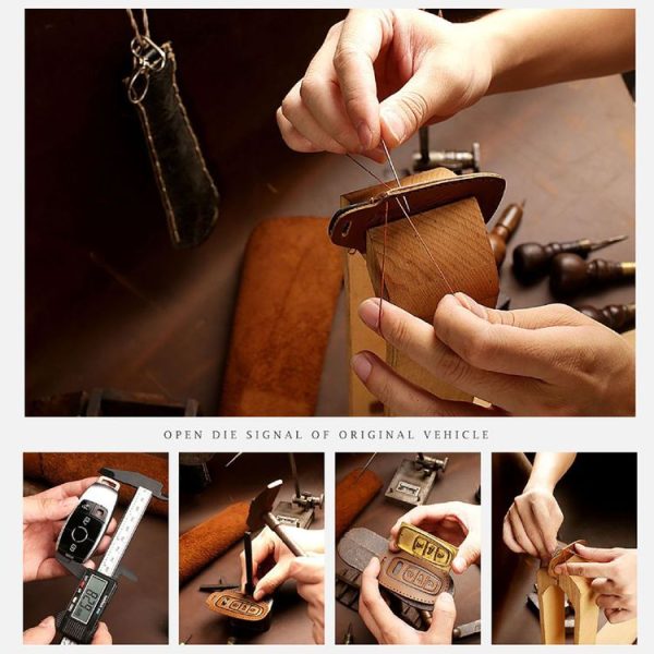 Hallmo Car Cowhide Leather Key Protective Cover Key Case for New Mazda Axela (Brown) - Image 7
