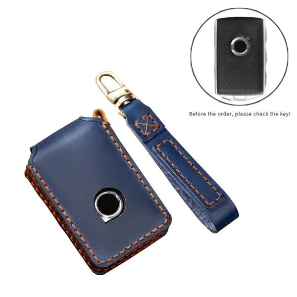 Hallmo Car Cowhide Leather Key Protective Cover Key Case for New Volvo (Black) - Image 3