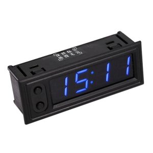 3 in 1 Car High-precision Electronic LED Luminous Clock + Thermometer + Voltmeter (Blue)