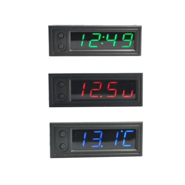 3 in 1 Car High-precision Electronic LED Luminous Clock + Thermometer + Voltmeter (Blue) - Image 6