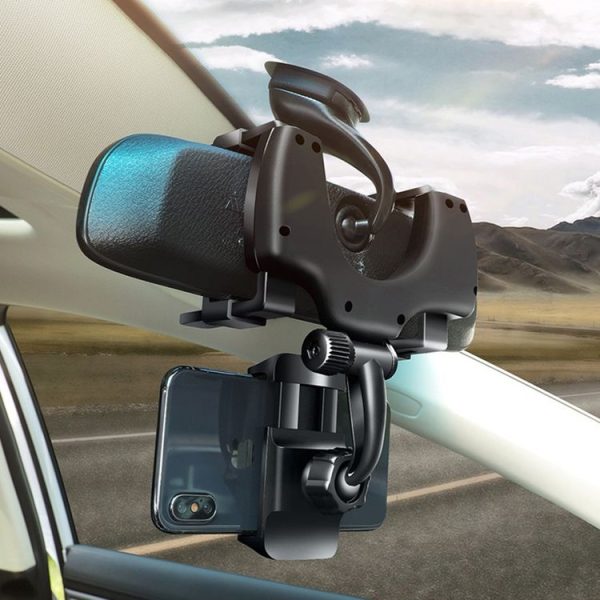 Car Rearview Mirror Mobile Phone Bracket Navigation Recorder Rotating Holder - Image 6