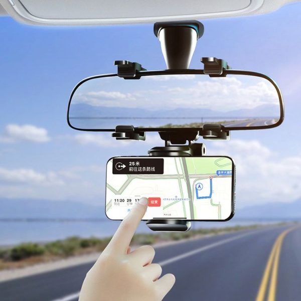 Car Rearview Mirror Mobile Phone Bracket Navigation Recorder Rotating Holder - Image 7