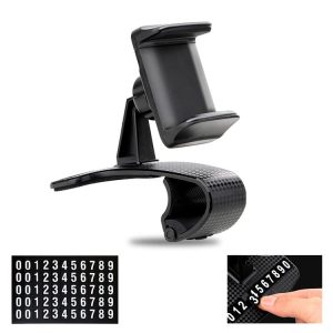 Car Dashboard Mobile Phone Holder Bracket with Number Plate (Black)